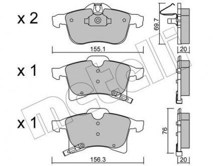 Комплект тормозных колодок, дисковый тормоз 22-0539-0 Metelli 2205390