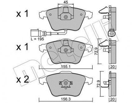 Комплект тормозных колодок, дисковый тормоз Metelli 22-0549-2 (фото 1)