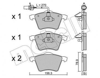 Тормозные колодки, дисковый тормоз (набор) Metelli 2205500 (фото 1)