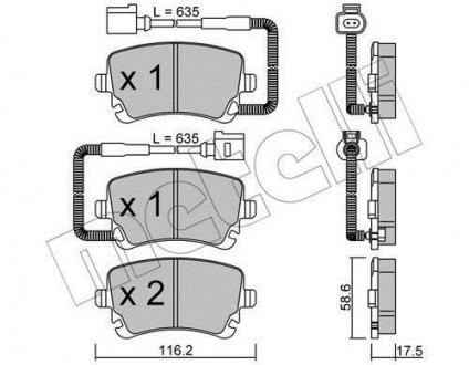 Комплект тормозных колодок, дисковый тормоз Metelli 22-0554-1