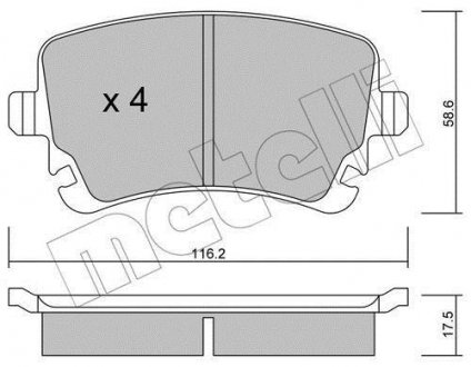 Комплект тормозных колодок, дисковый тормоз 22-0554-2 Metelli 2205542