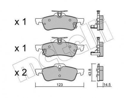 Гальмівні колодки, дискове гальмо (набір) Metelli 2205561