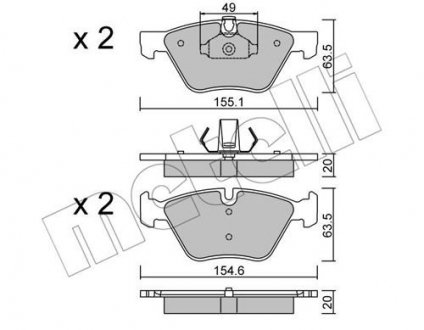 Комплект гальмівних колодок (дискових) 22-0557-0 Metelli 2205570