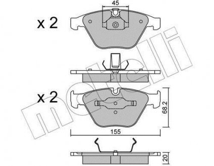 Гальмівні колодки, дискове гальмо (набір) Metelli 2205584