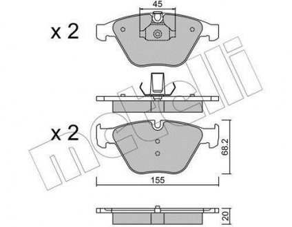 Колодки гальмівні (передні) BMW 3 (E90-E92)/ X1 (E84) 04-15 (Teves) Metelli 22-0558-8