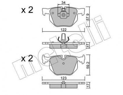 Комплект тормозных колодок, дисковый тормоз Metelli 22-0561-0