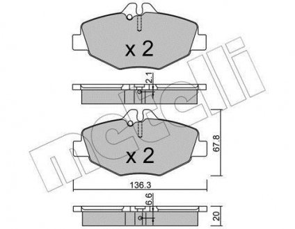 Тормозные колодки, дисковый тормоз (набор) Metelli 2205620