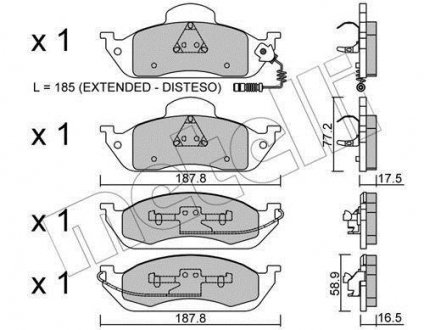 Комплект гальмівних колодок (дискових) Metelli 22-0569-0