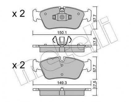 Гальмівні колодки, дискове гальмо (набір) Metelli 2206400 (фото 1)