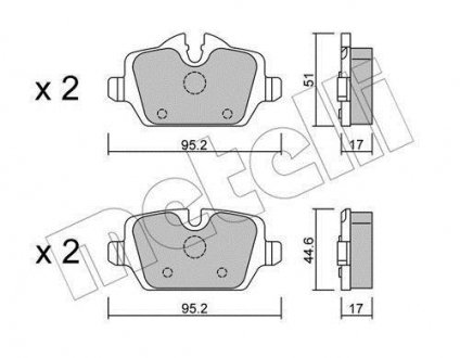 Комплект тормозных колодок, дисковый тормоз Metelli 22-0641-0