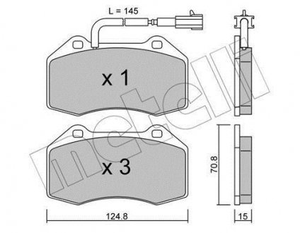 Тормозные колодки, дисковый тормоз (набор) Metelli 2206511 (фото 1)