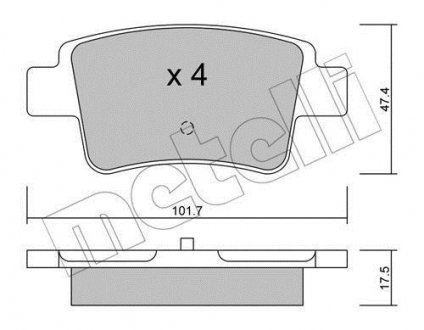 Комплект гальмівних колодок (дискових) Metelli 22-0705-0