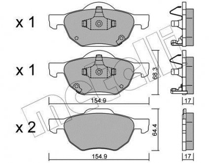 Гальмівні колодки, дискове гальмо (набір) Metelli 2207300 (фото 1)