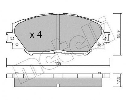 Комплект тормозных колодок, дисковый тормоз Metelli 22-0747-0