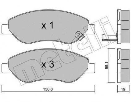 Тормозные колодки, дисковый тормоз (набор) Metelli 2207770 (фото 1)