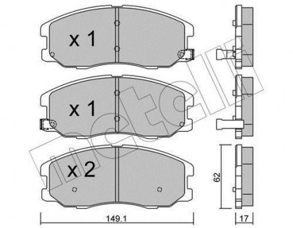 Тормозные колодки, дисковый тормоз (набор) Metelli 2207780