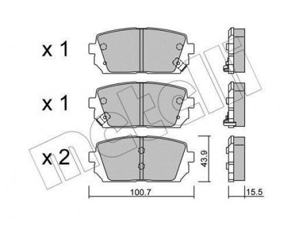 Комплект тормозных колодок, дисковый тормоз Metelli 22-0784-0