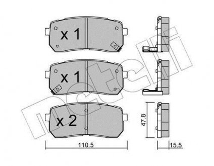 Комплект тормозных колодок, дисковый тормоз Metelli 22-0786-0