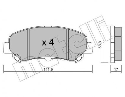 Комплект тормозных колодок, дисковый тормоз Metelli 22-0792-0