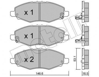 Тормозные колодки, дисковый тормоз (набор) Metelli 2207980 (фото 1)