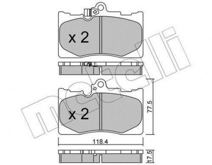 Комплект тормозных колодок, дисковый тормоз Metelli 22-0799-0 (фото 1)