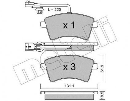 Колодки тормозные (передние) Renault Kangoo 1.2 TCe/1.5 dCi/1.6 16V 08- Metelli 22-0812-1