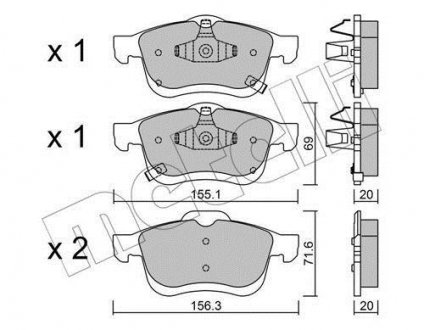 Колодки гальмівні (задні) Ford Mondeo/Galaxy/Kuga 12-/Ford USA Fusion/Escape 05- (Teves) Metelli 22-0824-2 (фото 1)