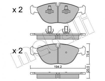 Комплект тормозных колодок, дисковый тормоз Metelli 22-0828-0