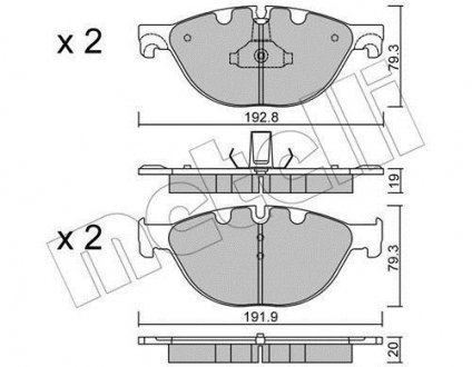 Комплект тормозных колодок, дисковый тормоз Metelli 22-0830-0