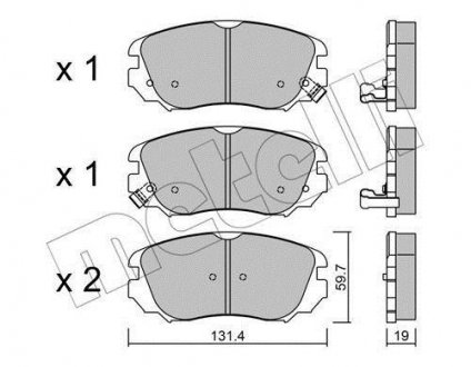 Комплект тормозных колодок, дисковый тормоз Metelli 22-0841-0 (фото 1)