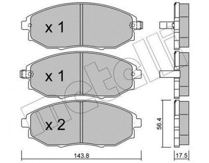 Комплект тормозных колодок, дисковый тормоз Metelli 22-0845-0