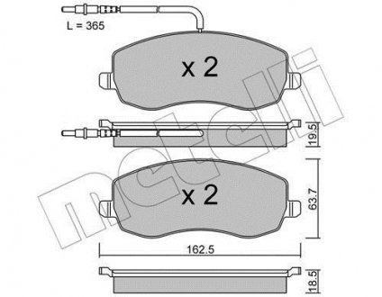 Гальмівні колодки, дискове гальмо (набір) Metelli 2208470