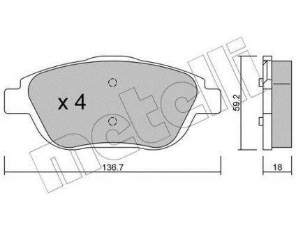 Комплект тормозных колодок, дисковый тормоз Metelli 22-0852-0