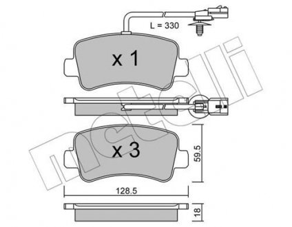 Гальмівні колодки, дискове гальмо (набір) Metelli 2208990 (фото 1)