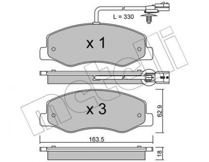 Гальмівні колодки, дискове гальмо (набір) Metelli 2209000