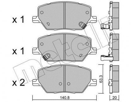 Комплект тормозных колодок (дисковых).) Metelli 22-1001-0 (фото 1)