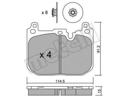 Колодки гальмівні (передні) BMW 1 (F20/F21)/2 (F22/F23/F87/F44-F46)/3 (F30/F31/F34/F80)/4 (F36) 11- Metelli 22-1015-0 (фото 1)