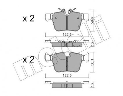 Комплект гальмівних колодок (дискових) Metelli 22-1122-0