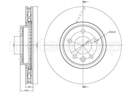 Диск тормозной (передний) VW T5 03- (333x32.5) (R17) Metelli 230727C