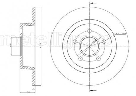 Диск тормознойFORD TOURNEO CONNECT 02- TYL Metelli 230761C