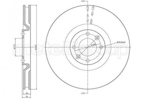 Тормозной диск Metelli 23-1483C (фото 1)