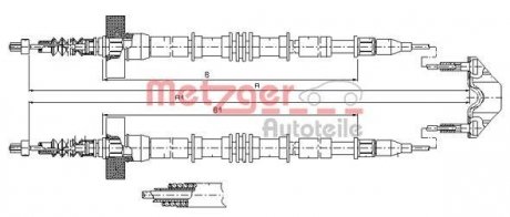 Трос ручного тормоза METZGER 115859