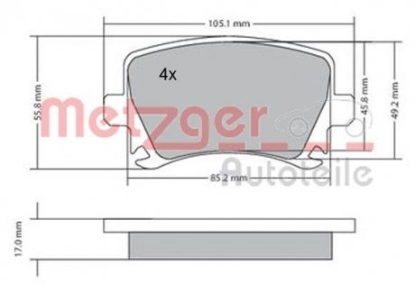 Колодки гальмівні (задні) VW Caddy 03- METZGER 1170005