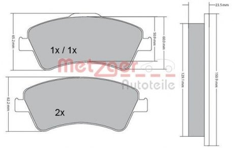 Колодки гальмівні (передні) Toyota Auris/Avensis 08- (Bosch) (з датчиком) METZGER 1170220 (фото 1)