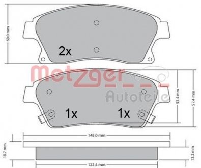 Колодки гальмівні (передні) Chevrolet Aveo 11-/Opel Astra J 09- METZGER 1170393 (фото 1)