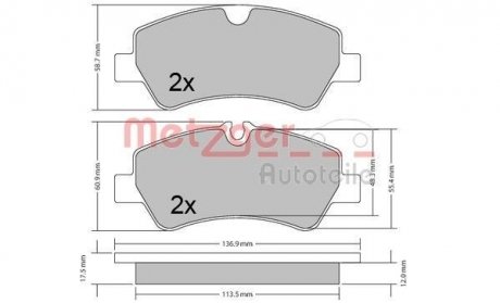 Колодки гальмівні (задні) Ford Transit 12- (TRW) METZGER 1170545