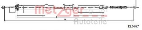 Трос ручника Fiat Panda 12- (L) METZGER 120767