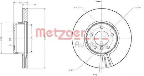 Диск гальмівний (передній) BMW 5 (E60/E61)/6 (E63) 03- (324x30) METZGER 6110208