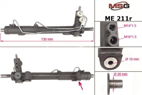 Рулевая рейка с ХПК восстановлена MERCEDES M W163 1998-2002 MSG ME211R (фото 1)