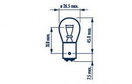 Автолампа P21/5W BAY15d 5W 21W прозора NARVA 17916